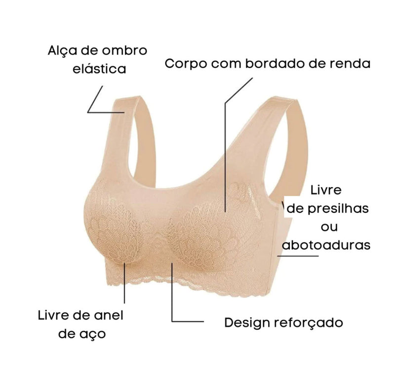 Sutiã confort 5D sem costura e com renda macia